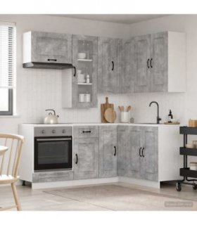 vidaXL Kitchen Unit KALMAR 8 pcs Concrete Grey Engineered Wood