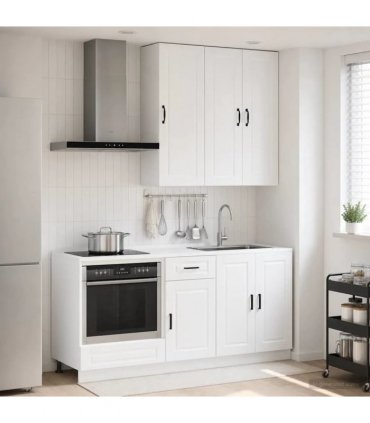 vidaXL Kitchen Unit PORTO 5 pcs High Gloss White Engineered Wood