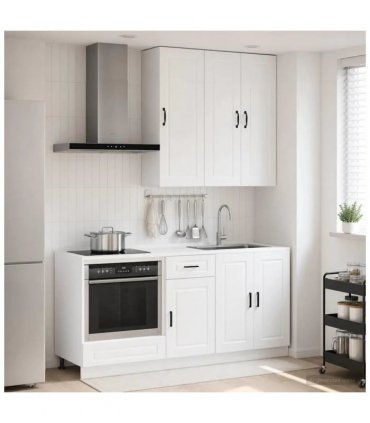 vidaXL Kitchen Unit PORTO 5 pcs High Gloss White Engineered Wood