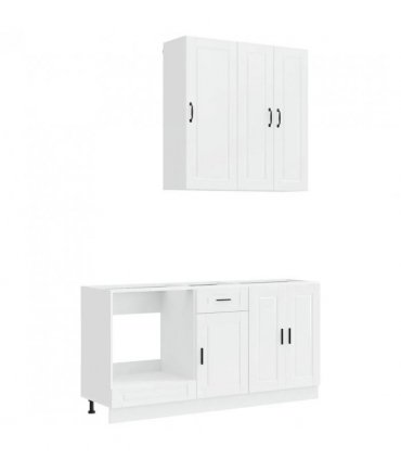vidaXL Kitchen Unit PORTO 5 pcs High Gloss White Engineered Wood