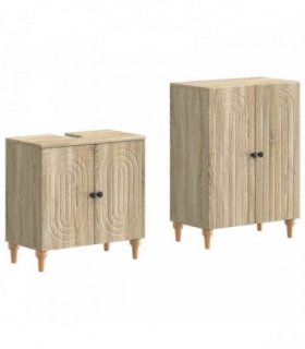 vidaXL 2 Piece Bathroom Cabinet Set ALKMAAR Sonoma Oak Engineered Wood