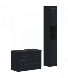 vidaXL 2 Piece Bathroom Cabinet Set UTRECHT Black Engineered Wood