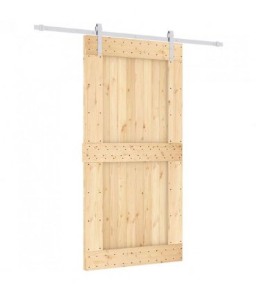 vidaXL Sliding Door Natural and White 100 x 210 cm Solid Pine Wood