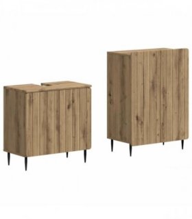 vidaXL 2 Piece Bathroom Cabinet Set ZWOLLE Artisan Oak Engineered Wood