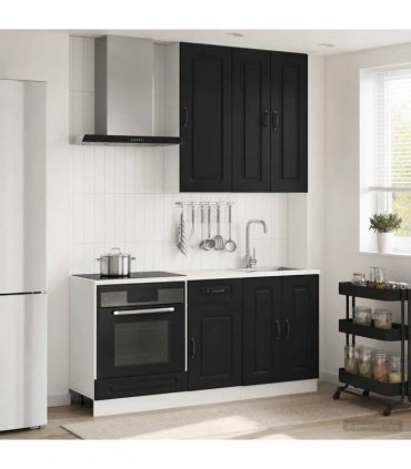 vidaXL Kitchen Unit KALMAR 5 pcs Black Engineered Wood