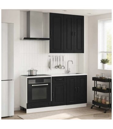 vidaXL Kitchen Unit KALMAR 5 pcs Black Engineered Wood