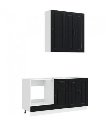 vidaXL Kitchen Unit KALMAR 5 pcs Black Engineered Wood