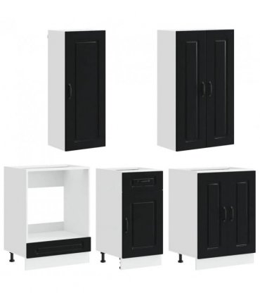 vidaXL Kitchen Unit KALMAR 5 pcs Black Engineered Wood