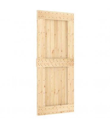 vidaXL Sliding Door Natural and Black 85 x 210 cm Solid Pine Wood