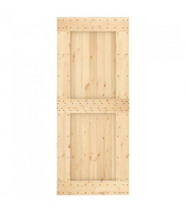 vidaXL Sliding Door Natural and Black 85 x 210 cm Solid Pine Wood