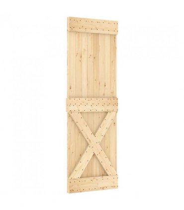 vidaXL Sliding Door Natural and Black 70 x 210 cm Solid Pine Wood