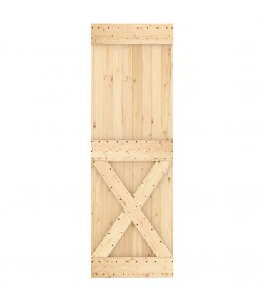 vidaXL Sliding Door Natural and Black 70 x 210 cm Solid Pine Wood
