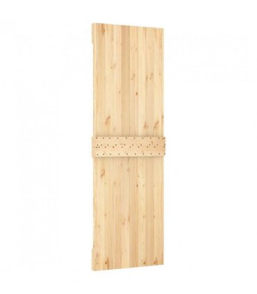 vidaXL Sliding Door Natural and Black 70 x 210 cm Solid Pine Wood
