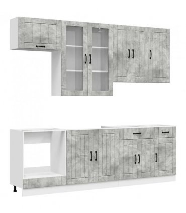 vidaXL Kitchen Unit LUCCA 8 pcs Concrete Grey Engineered Wood