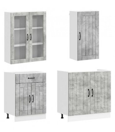 vidaXL Kitchen Unit LUCCA 8 pcs Concrete Grey Engineered Wood