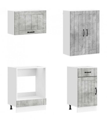 vidaXL Kitchen Unit LUCCA 8 pcs Concrete Grey Engineered Wood
