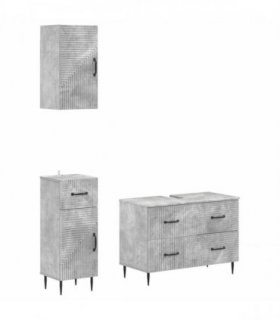 vidaXL 3 Piece Bathroom Cabinet Set HAARLEM Concrete Grey