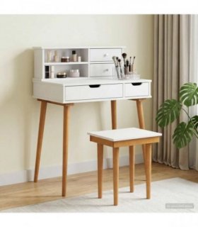 vidaXL Dressing Table Set FAUSKE 3 pcs White 76 x 50 x 103.5 cm