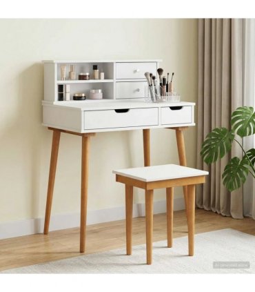 vidaXL Dressing Table Set FAUSKE 3 pcs White 76 x 50 x 103.5 cm