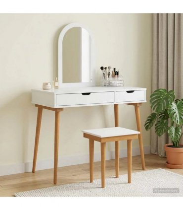 vidaXL Dressing Table Set FAUSKE 3 pcs White 100 x 50 x 143 cm