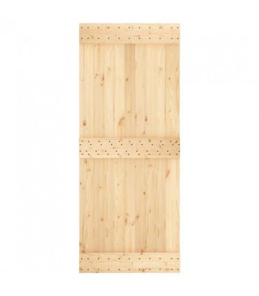 vidaXL Sliding Door Natural and Black 85 x 210 cm Solid Pine Wood