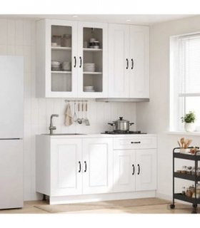 vidaXL Kitchen Unit KALMAR 4 pcs White Engineered Wood