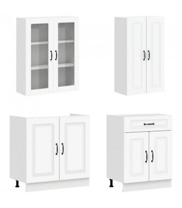 vidaXL Kitchen Unit KALMAR 4 pcs White Engineered Wood
