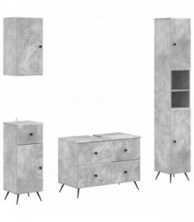 vidaXL 4 Piece Bathroom Cabinet Set BREDA Concrete Grey