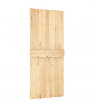 vidaXL Sliding Door Natural and Black 90 x 210 cm Solid Pine Wood