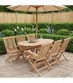 vidaXL Garden Furniture Set 7 pcs Natural Solid Teak Wood