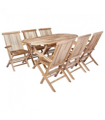 vidaXL Garden Furniture Set 7 pcs Natural Solid Teak Wood