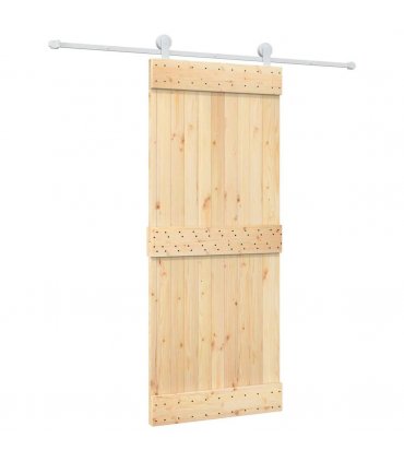 vidaXL Sliding Door Natural and White 85 x 210 cm Solid Pine Wood
