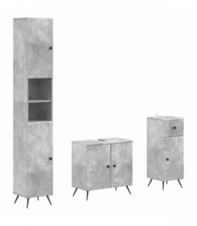 vidaXL 3 Piece Bathroom Cabinet Set BREDA Engineered Wood