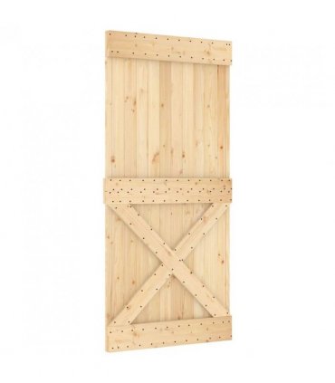 vidaXL Sliding Door Natural and White 95 x 210 cm Solid Pine Wood