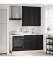 vidaXL Kitchen Unit PORTO 5 pcs Black Engineered Wood