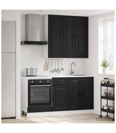 vidaXL Kitchen Unit PORTO 5 pcs Black Engineered Wood