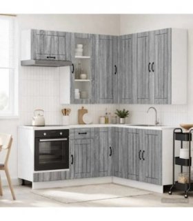 vidaXL Kitchen Unit LUCCA 8 pcs Grey Sonoma Engineered Wood