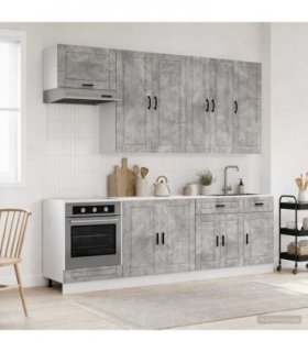 vidaXL Kitchen Unit PORTO 8 pcs Concrete Grey Engineered Wood