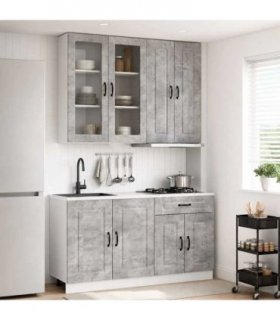 vidaXL Kitchen Unit KALMAR 4 pcs Concrete Grey Engineered Wood