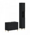 vidaXL 2 Piece Bathroom Cabinet Set DELFT Black Engineered Wood