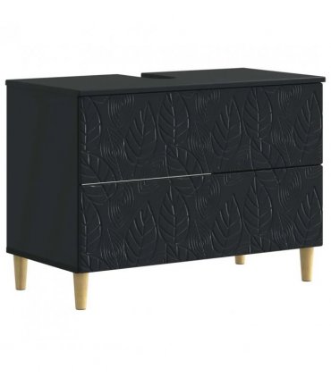 vidaXL 2 Piece Bathroom Cabinet Set DELFT Black Engineered Wood