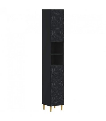 vidaXL 2 Piece Bathroom Cabinet Set DELFT Black Engineered Wood