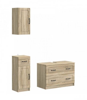 vidaXL 3 Piece Bathroom Cabinet Set UTRECHT Sonoma Oak Engineered Wood