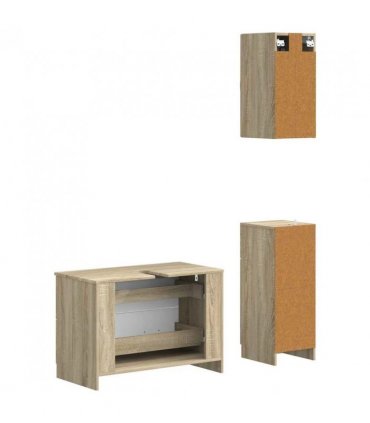 vidaXL 3 Piece Bathroom Cabinet Set UTRECHT Sonoma Oak Engineered Wood