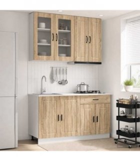 vidaXL Kitchen Unit PORTO 4 pcs Sonoma Oak Engineered Wood