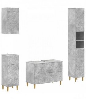vidaXL 4 Piece Bathroom Cabinet Set DELFT Concrete Grey