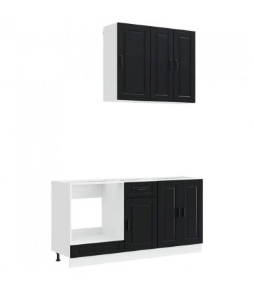 vidaXL Kitchen Unit PORTO 5 pcs Black Engineered Wood