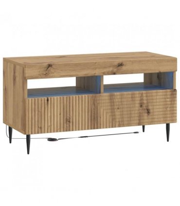 vidaXL 3 Piece LED TV Cabinet Artisan Oak Engineered Wood