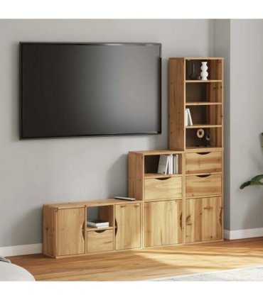 vidaXL 4 Piece TV Units with Storage ODDA Solid Wood Pine