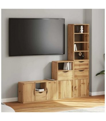 vidaXL 4 Piece TV Units with Storage ODDA Solid Wood Pine